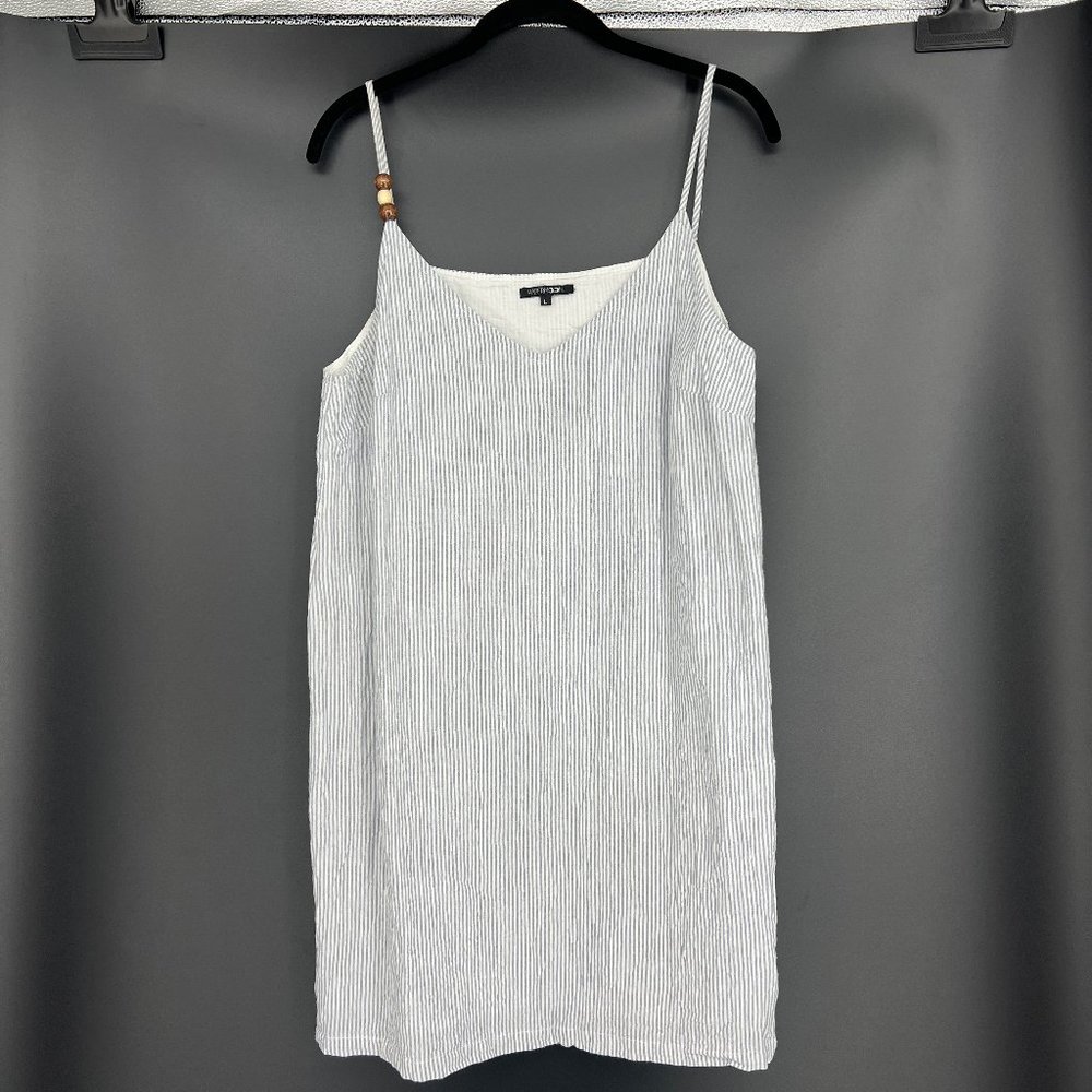Papermoon White with Light Gray Pinstripe Slip Dress